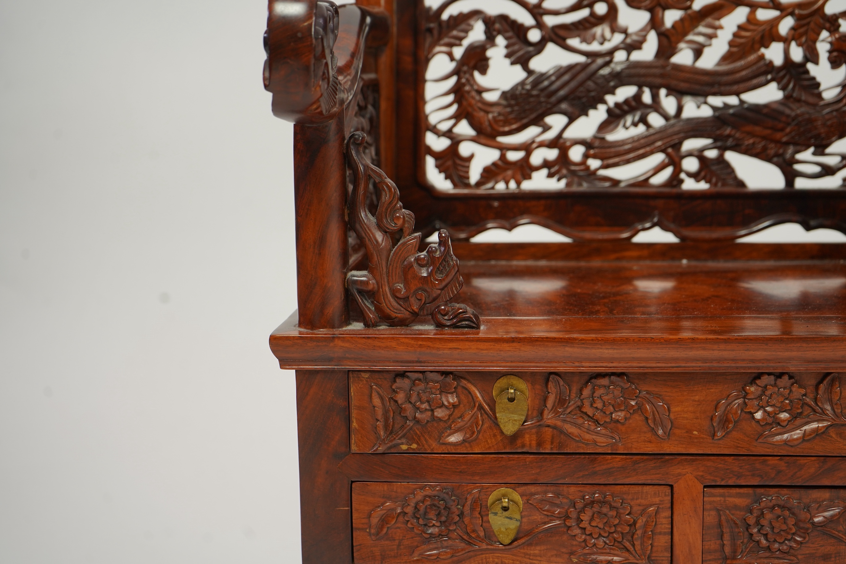 A Chinese huanghuali throne-shaped dressing cabinet, 20th century